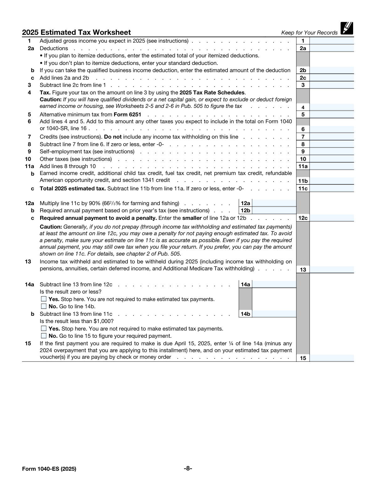 Form 1040-ES, page 1