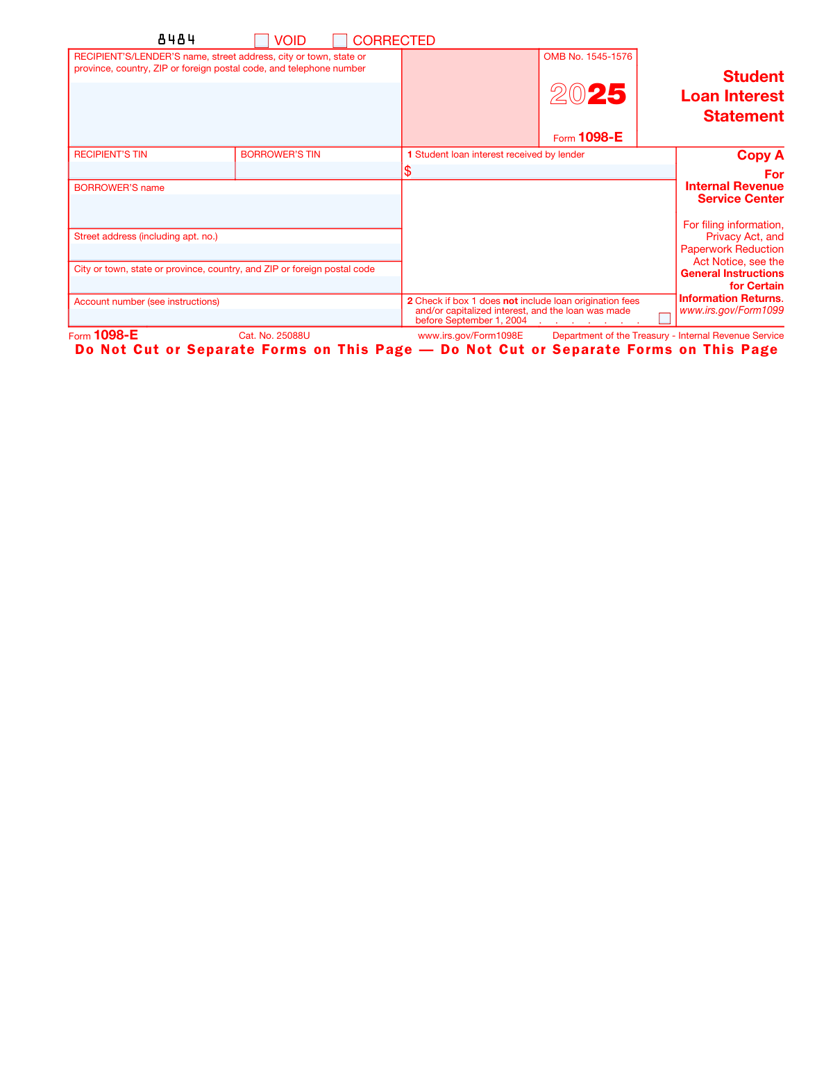 Form 1098-E, page 1