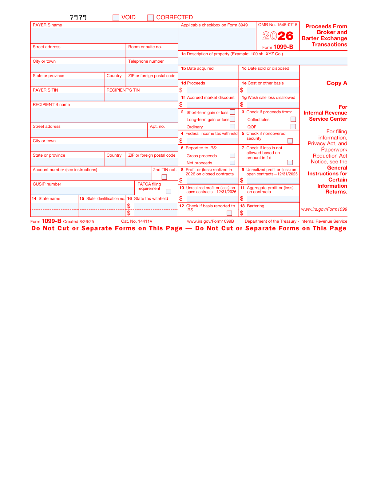 Form 1099-B, page 1
