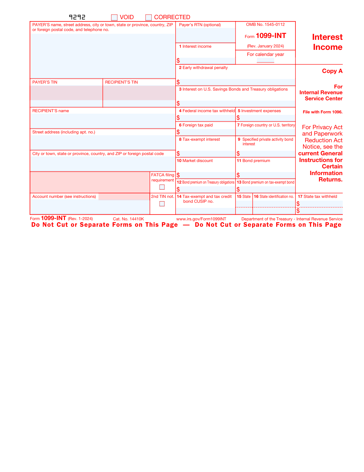 Form 1099-INT, page 1
