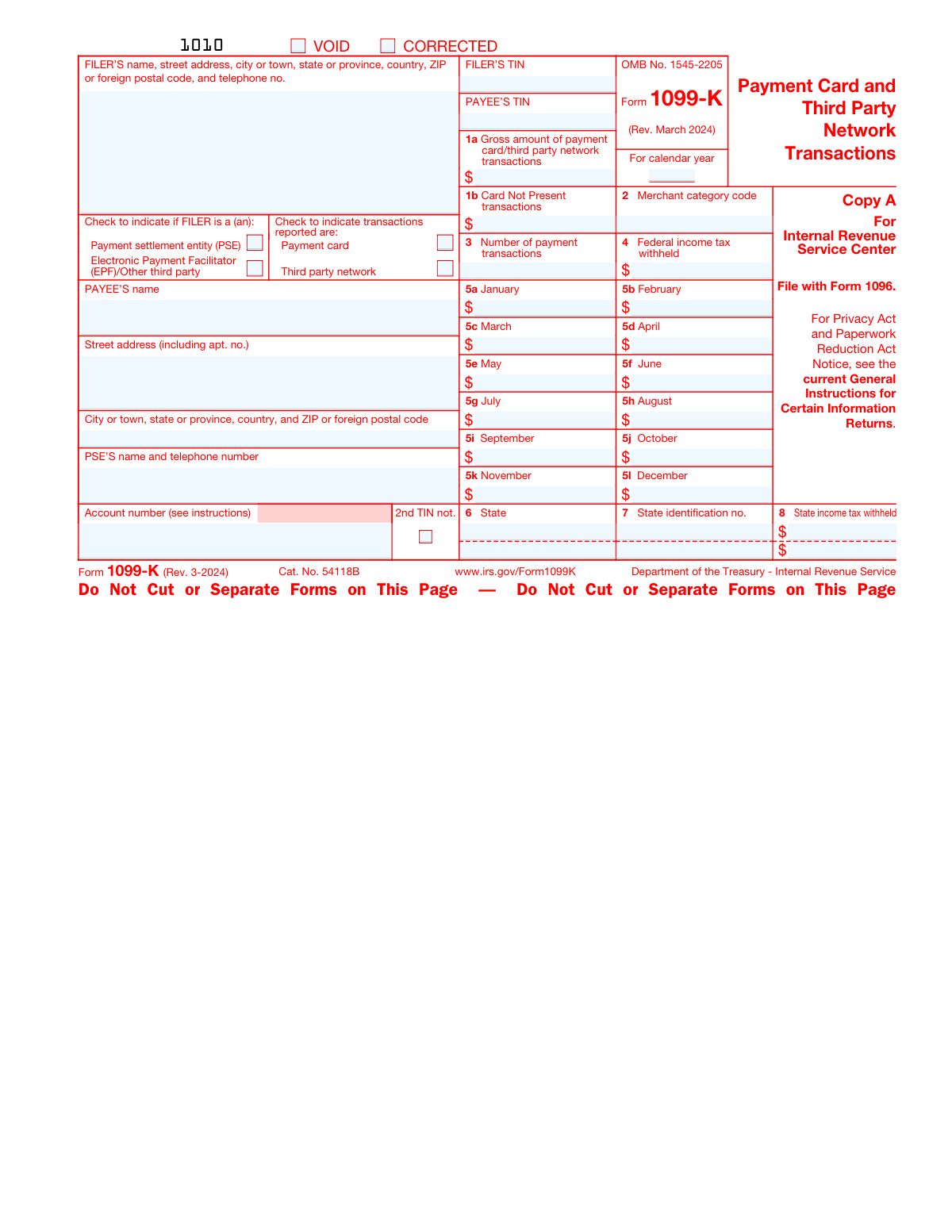 Form 1099-K, page 1