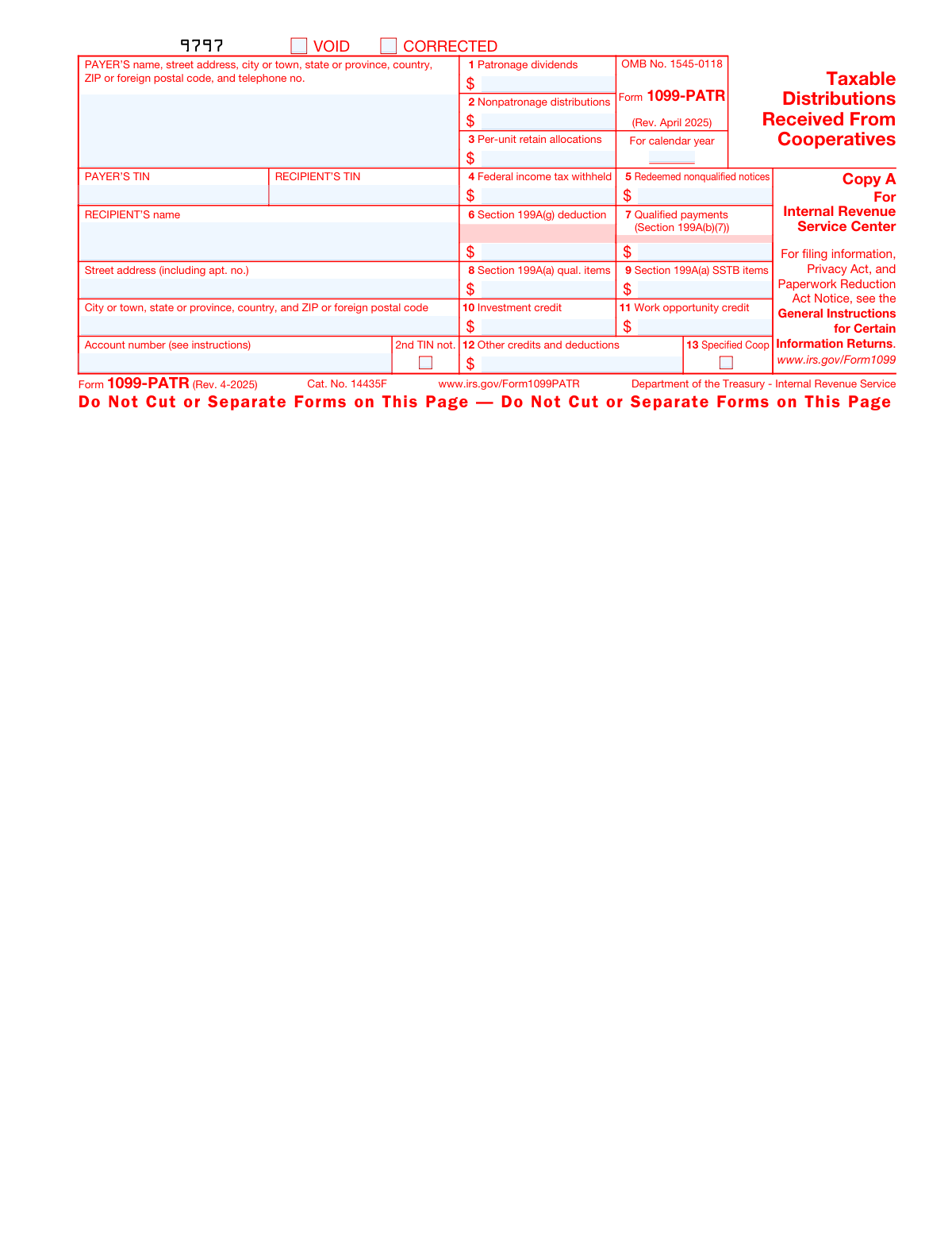Form 1099-PATR, page 1