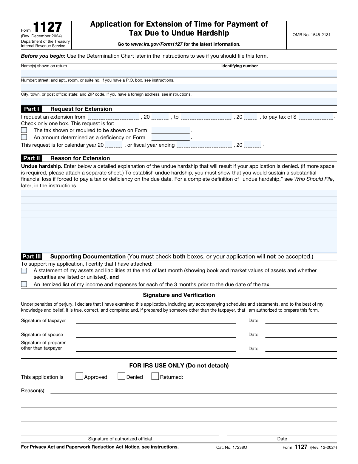 Form 1127, page 1