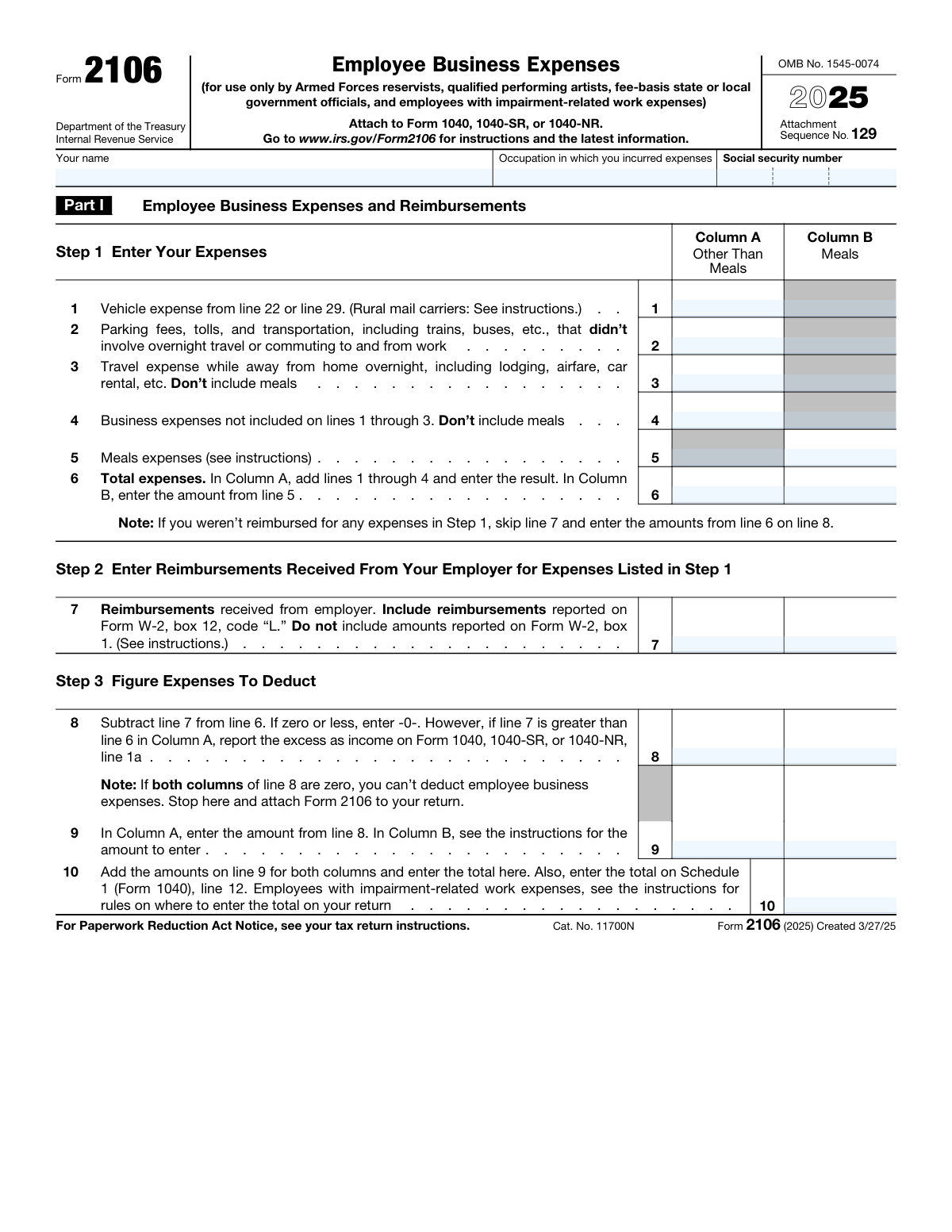 Form 2106, page 1