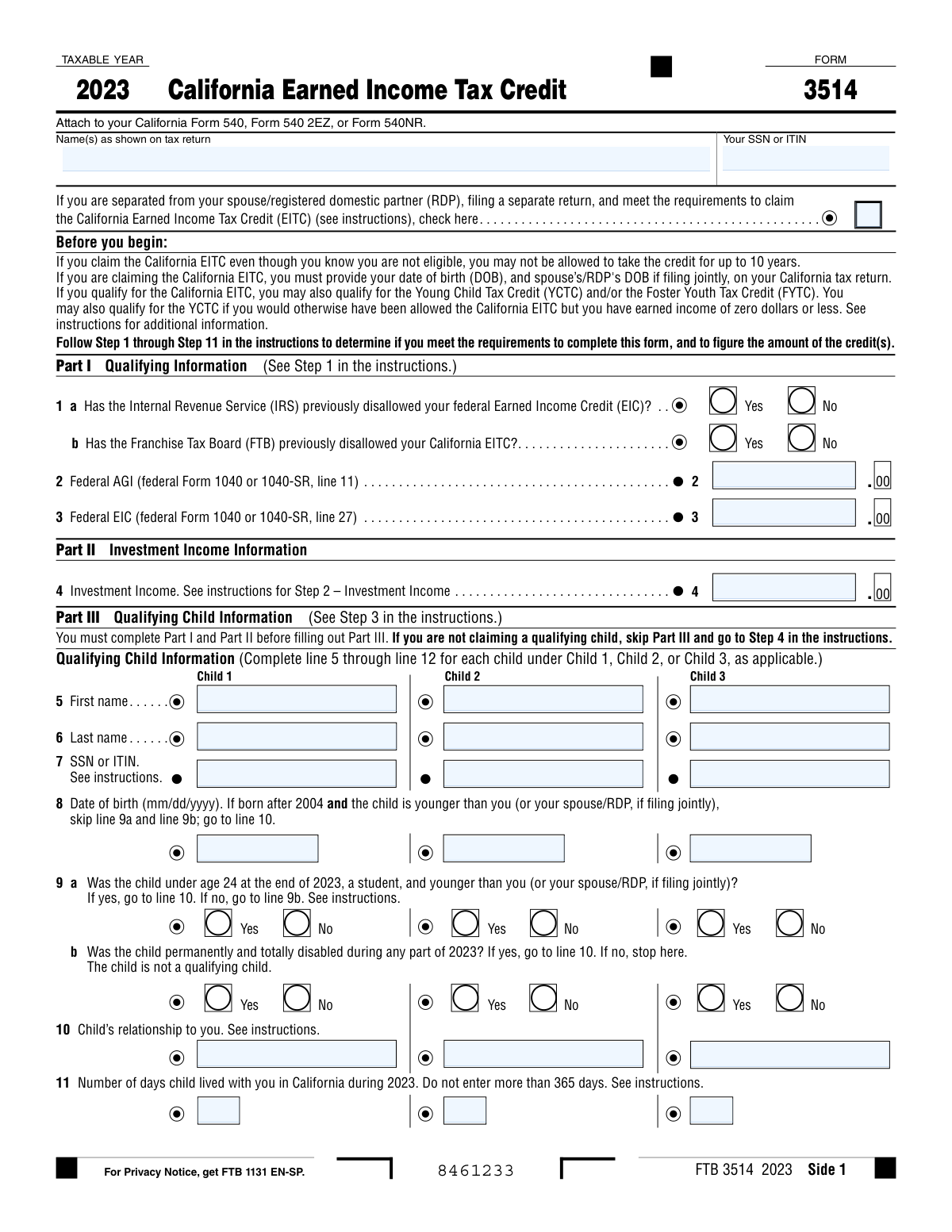 FORM 3514, page 1