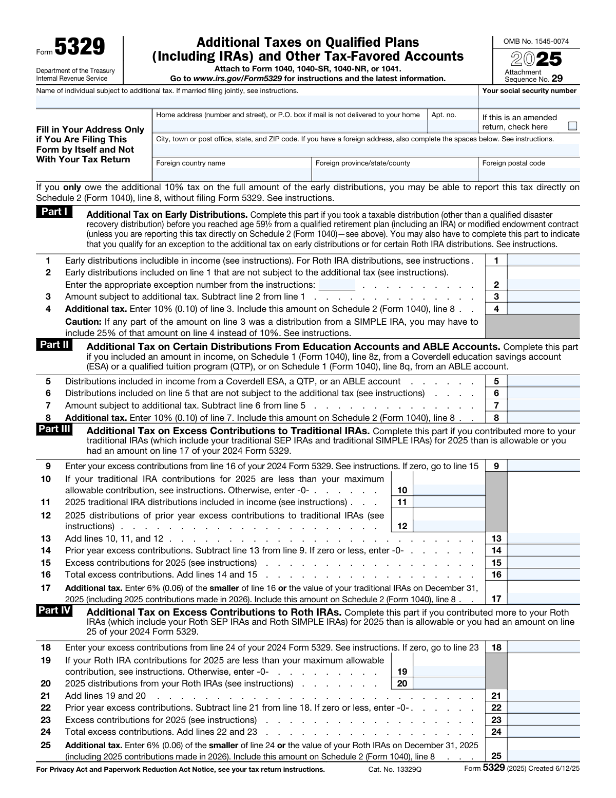 Form 5329, page 1
