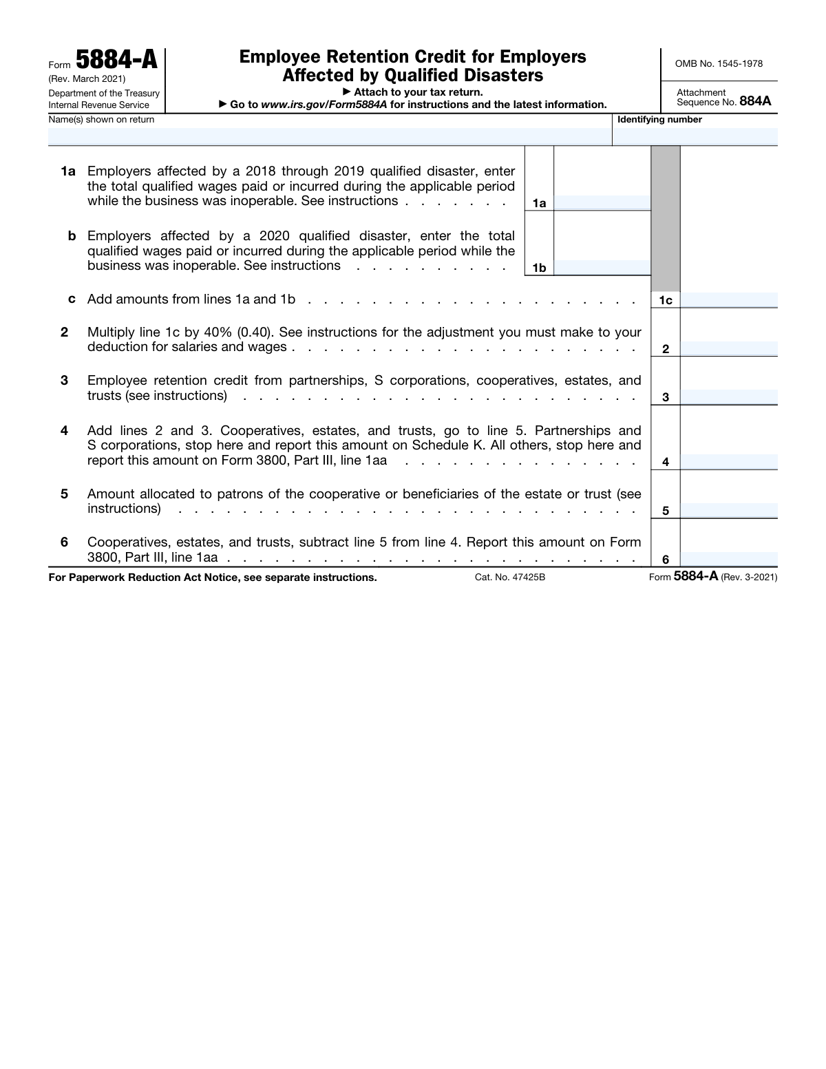 Form 5884-A, page 1