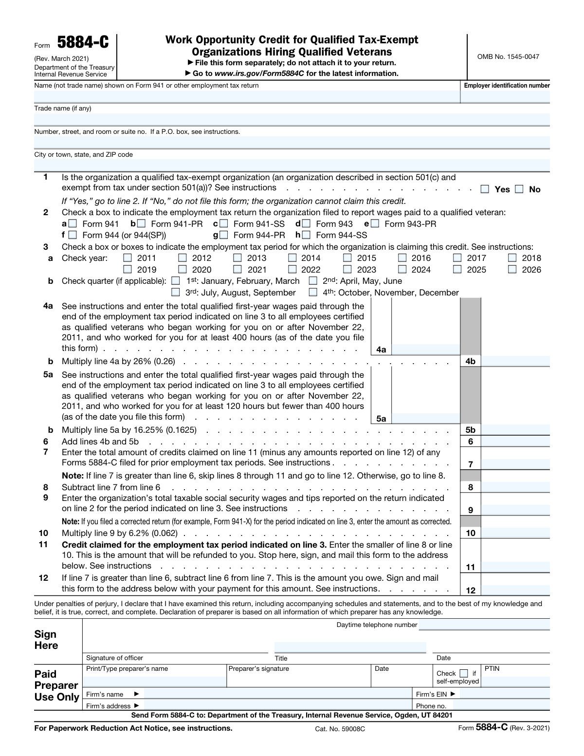 Form 5884-C, page 1