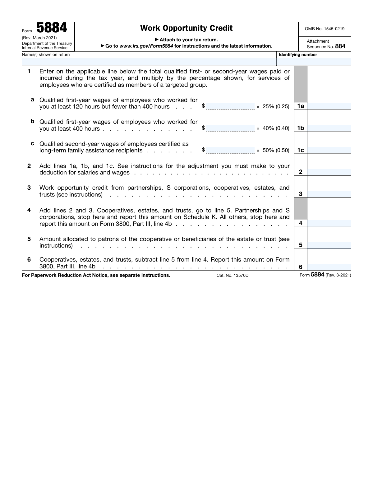 Form 5884, page 1