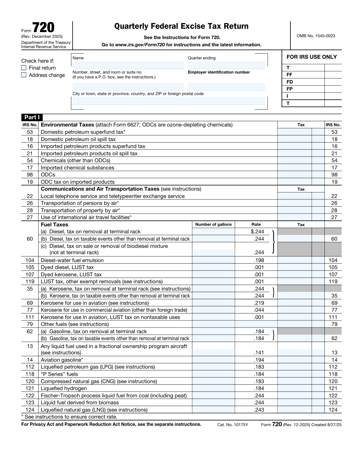 Form 720, page 1