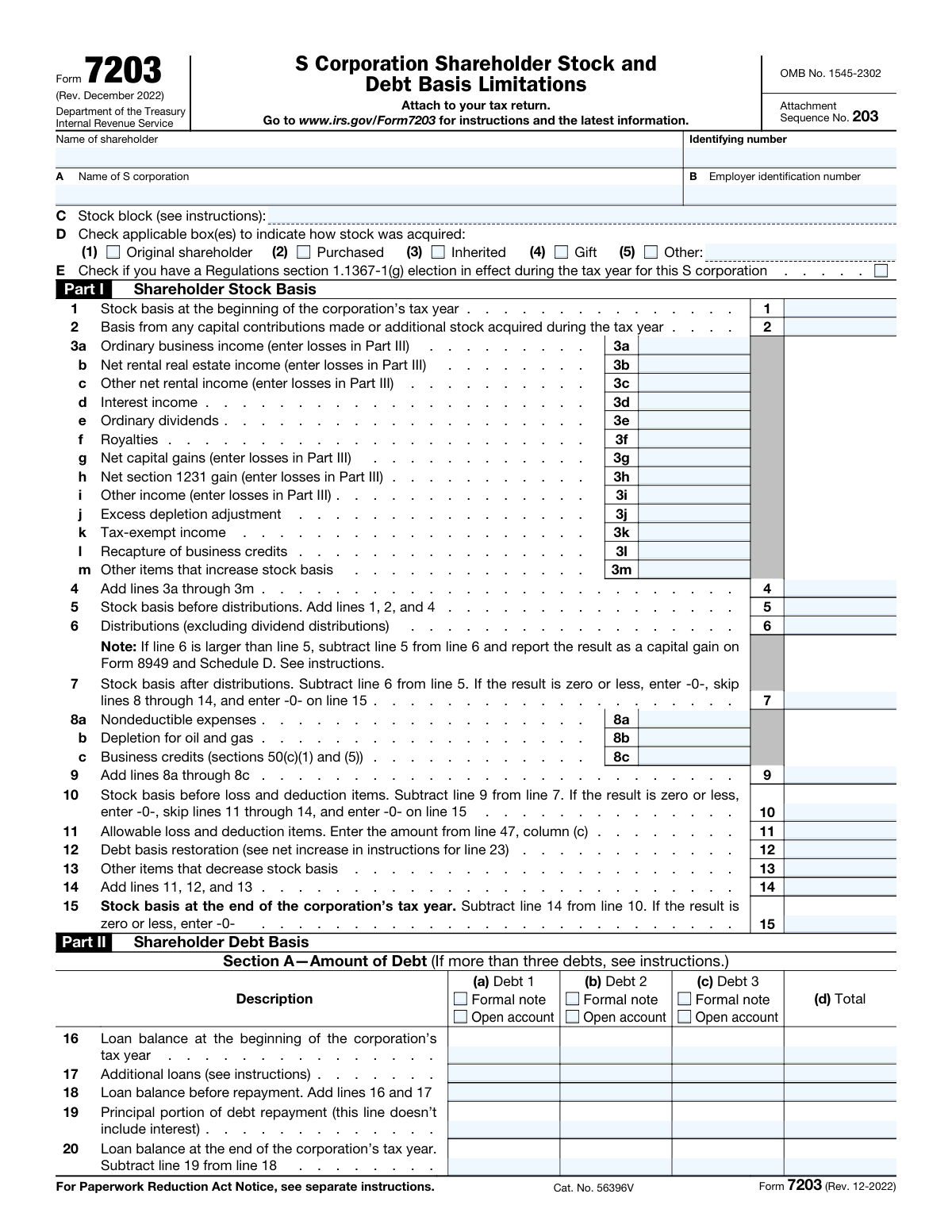 Form 7203, page 1