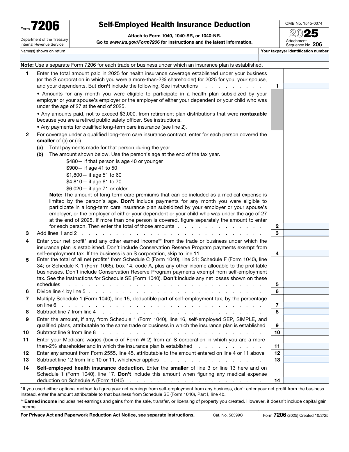 Form 7206, page 1