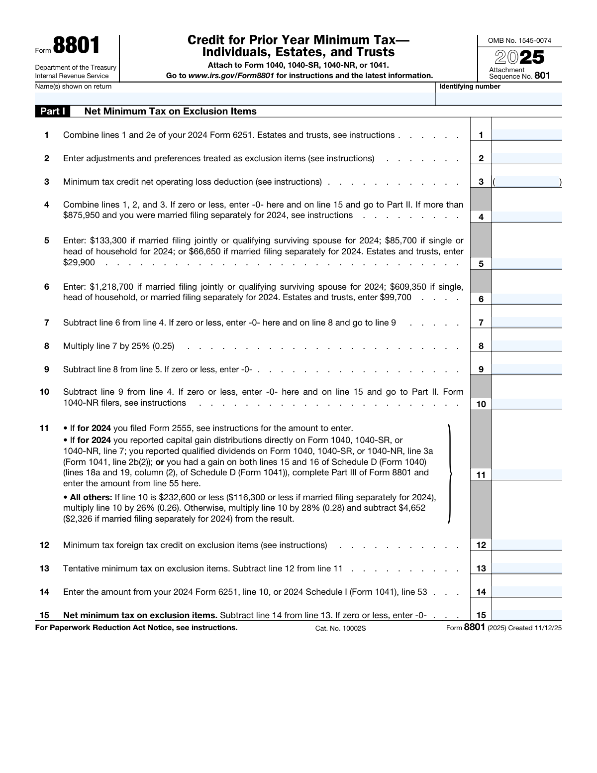 Form 8801, page 1