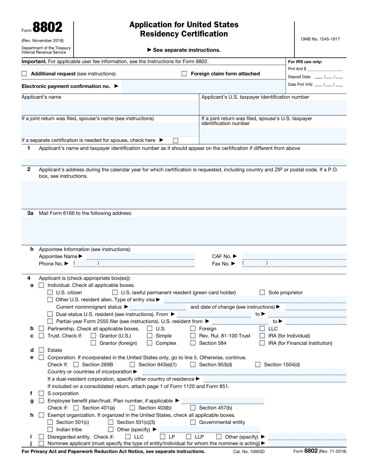 Form 8802, page 1