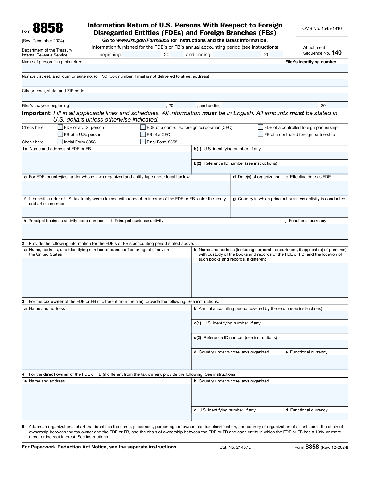 Form 8858, page 1