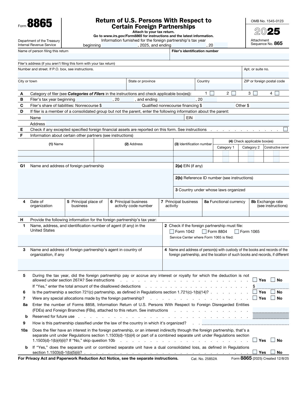 Form 8865 | Instafill PDF Filler