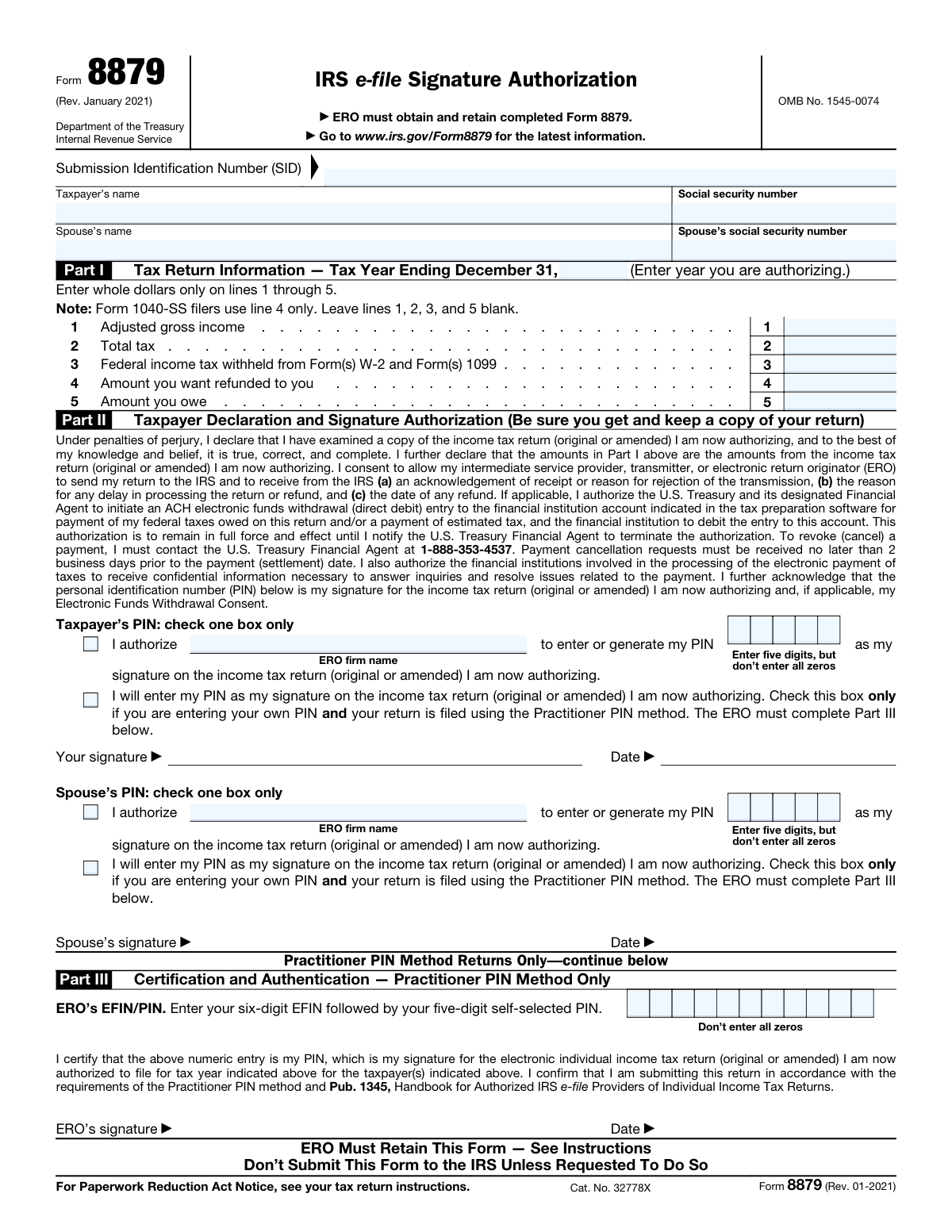 Form 8879, page 1