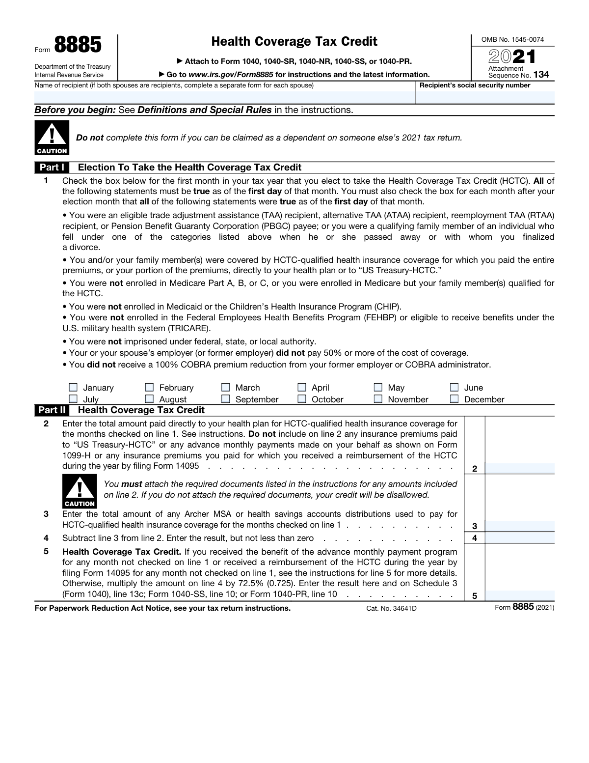Form 8885, page 1
