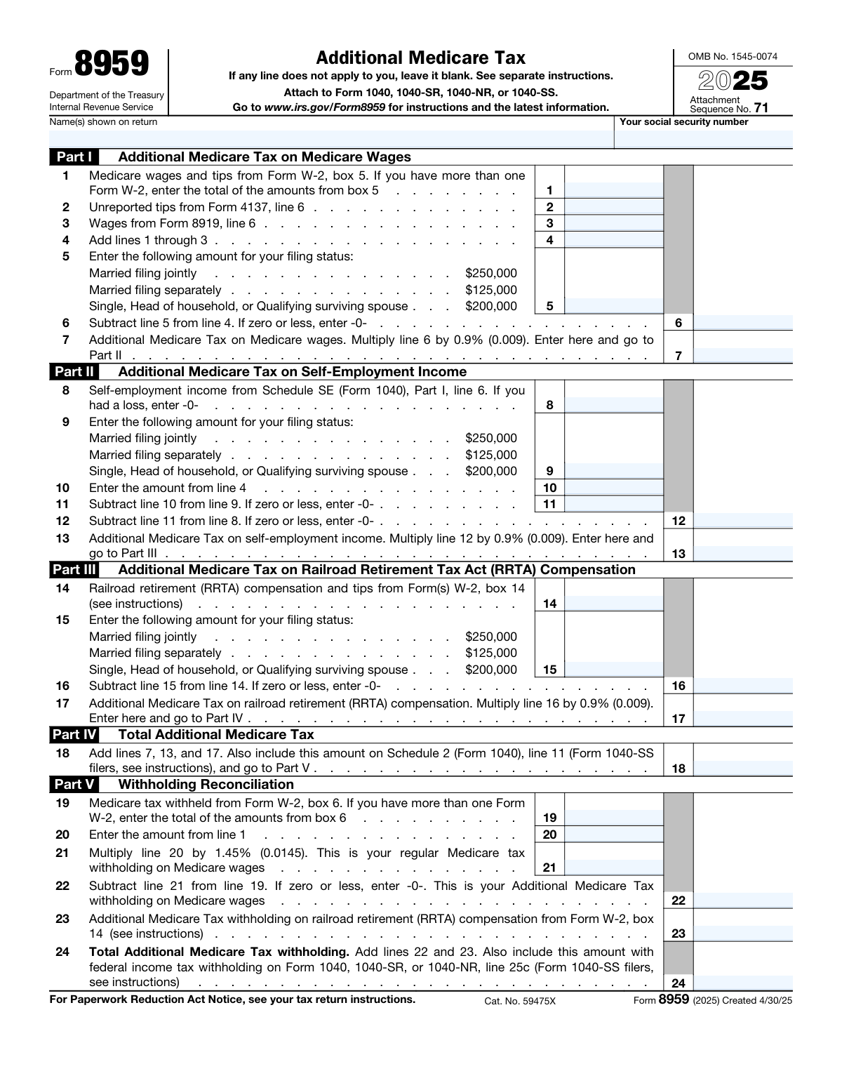 Form 8959, page 1