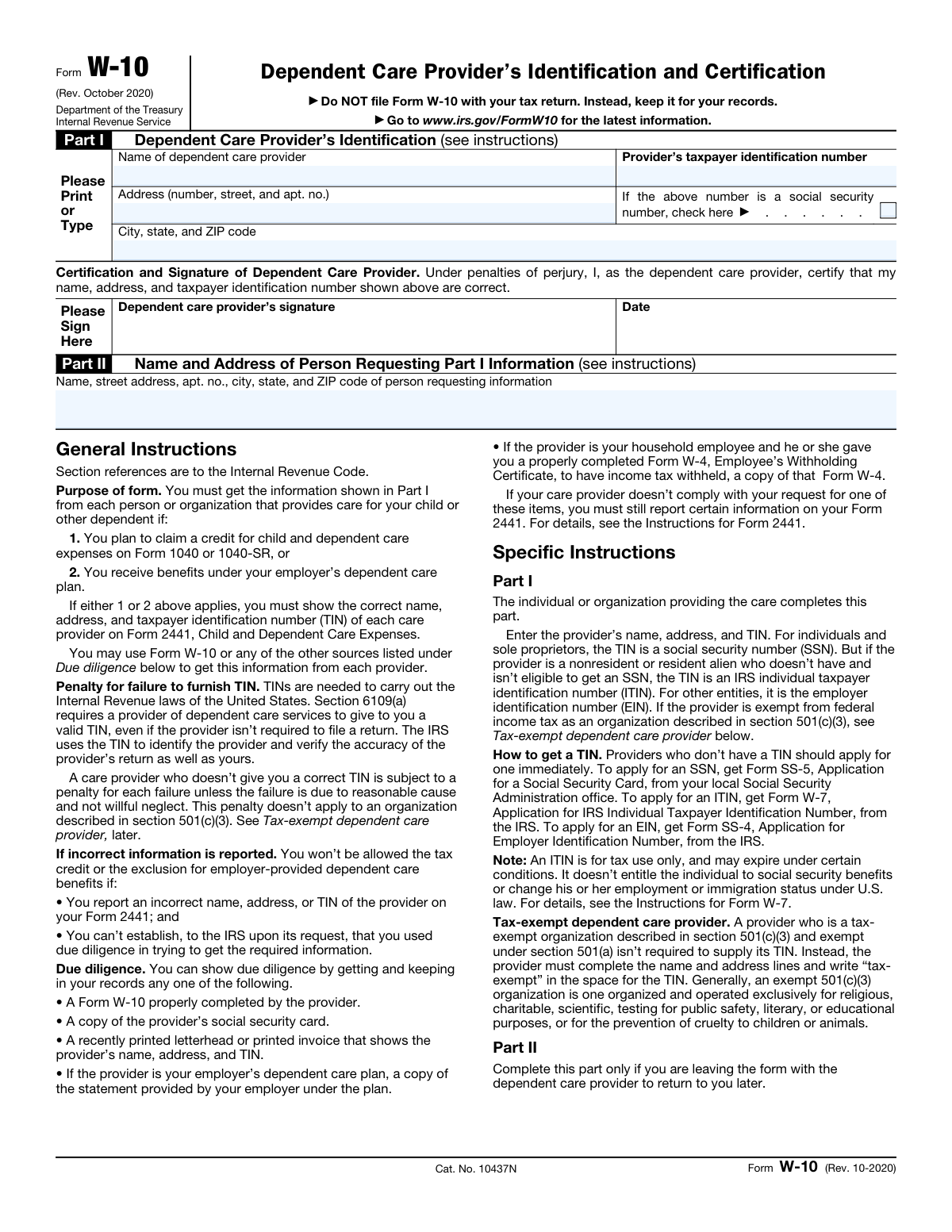 W-10, page 1
