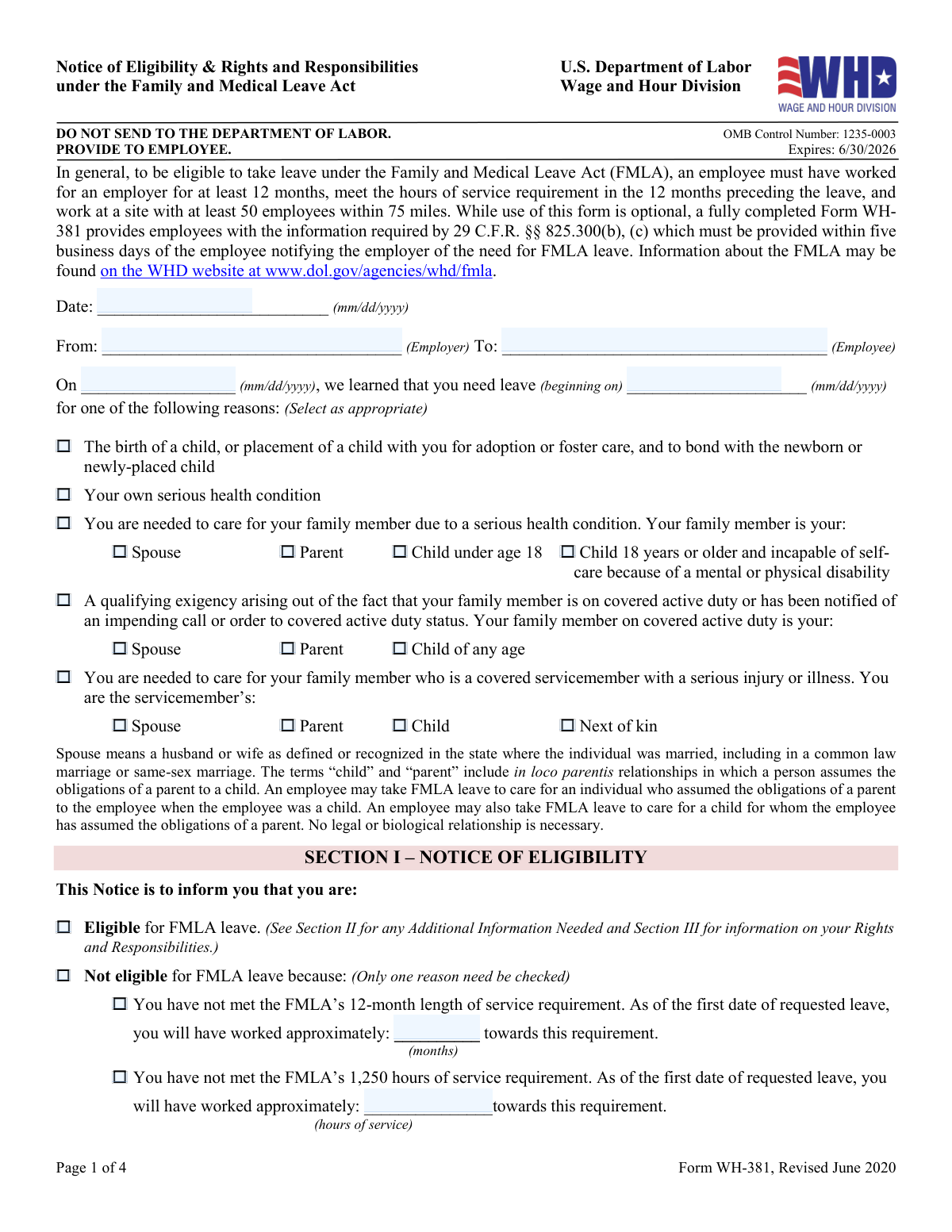 Form WH-381, page 1