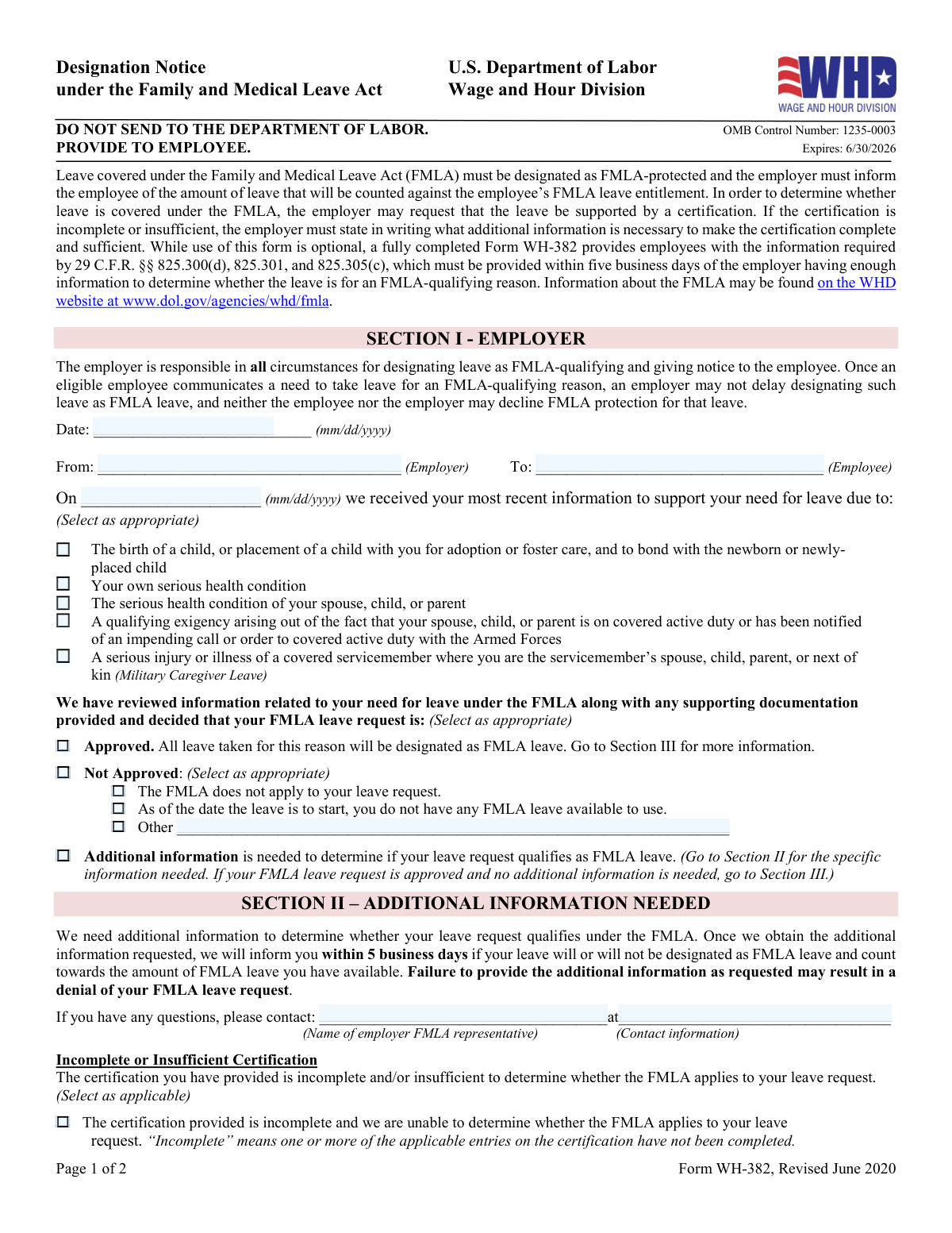 Form WH-382, page 1