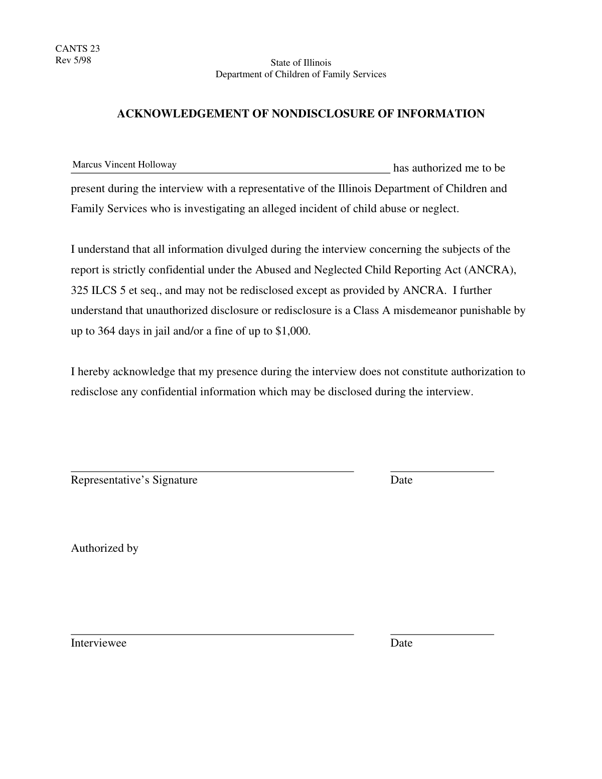 A screenshot of a digital Authorization to Disclose Information form pre-filled with patient and provider data.