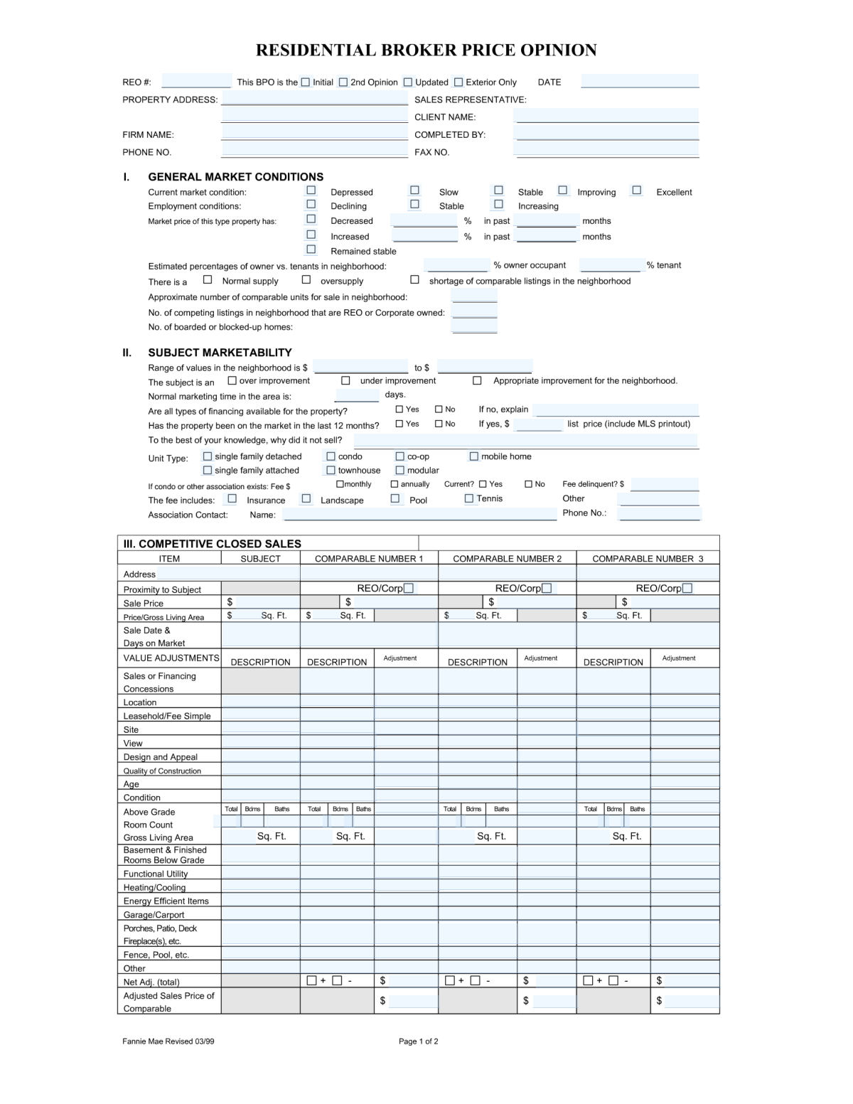 Preview of Broker Price Opinion (BPO) Report