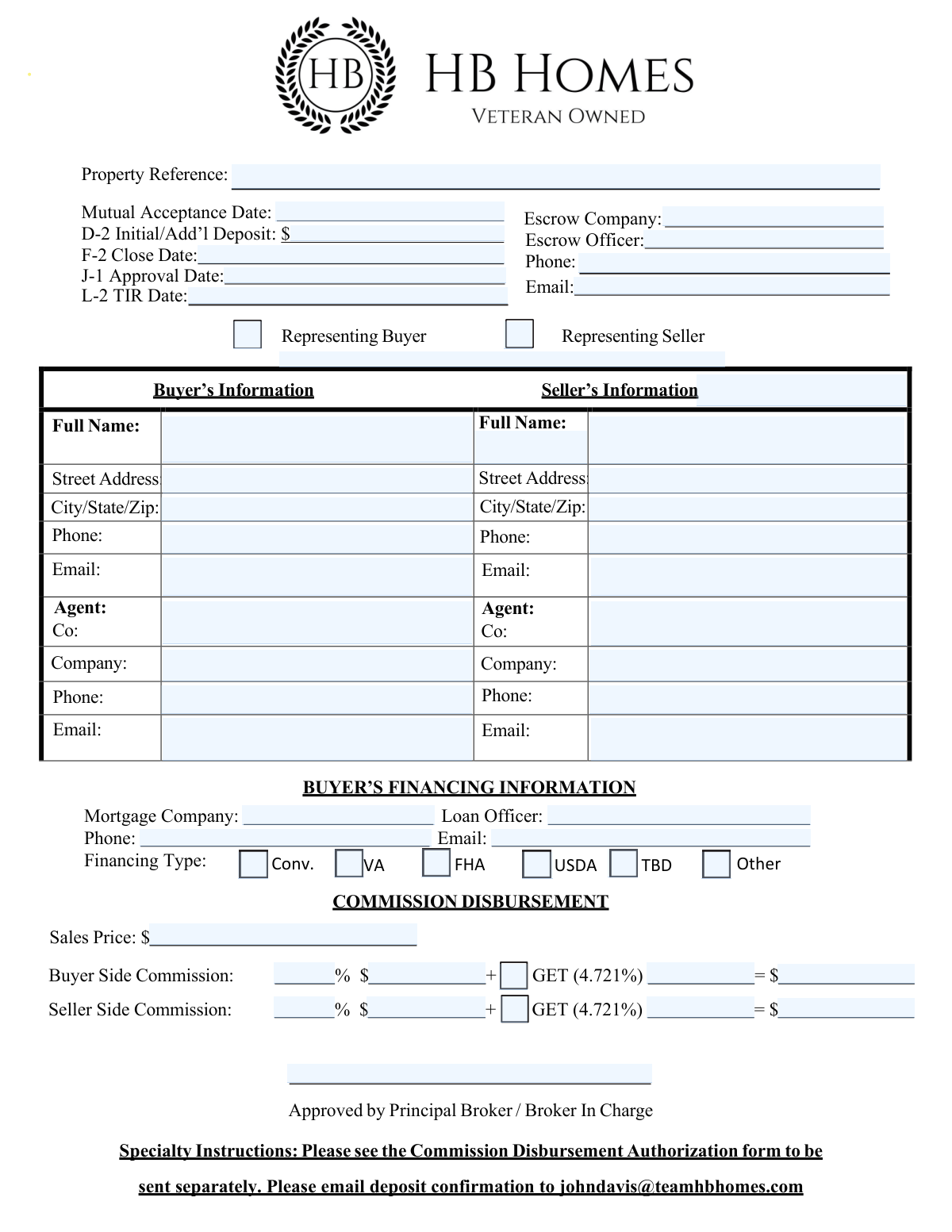 Preview of Commission Disbursement Authorization Form